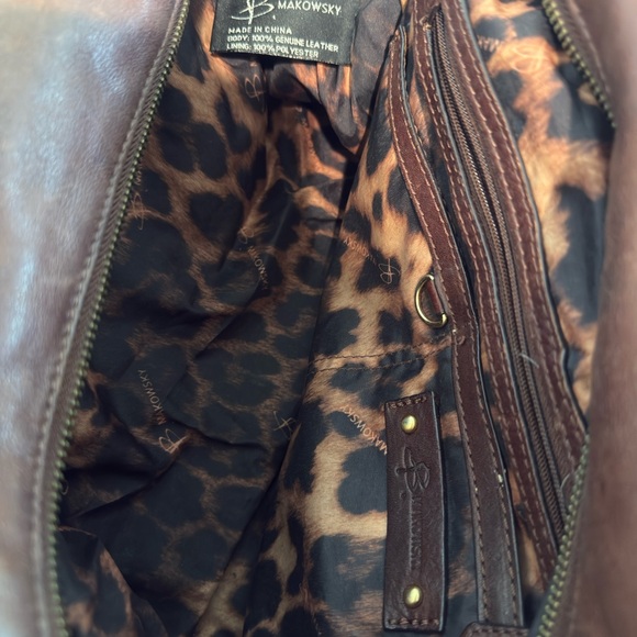 B. Makowsky brown leather shoulder bag with gold-tone hardware - Picture 5 of 8